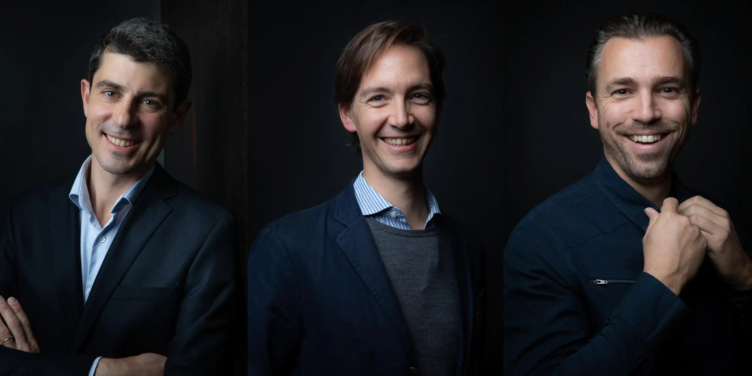 Photos portrait paris en studio au format tryptique de dirigeants d'entreprises détendus